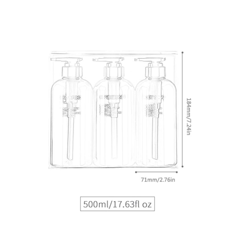 Set 3 Chai Rỗng 500ml Đựng Dầu Gội Sữa Tắm Dạng Nhấn Tiện Dụng