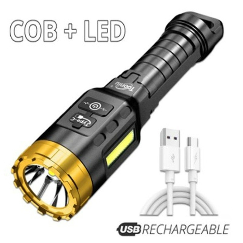Đèn Pin Led COB Hai Bóng Có Thể Sạc Lại Dùng Cho Cắm Trại Ngoài Trời