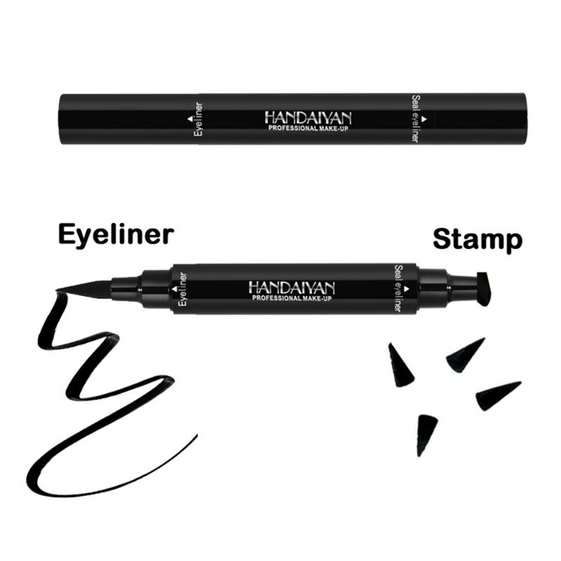 HANDAIYAN Hot Double-end Eyeliner Stamp Waterproof Eye Liner Black Pencil Pen