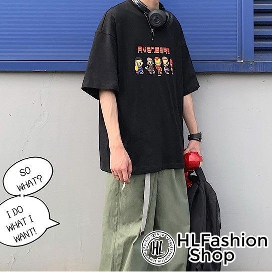 Áo thun tay lỡ form rộng Unisex siêu anh hùng cực cool, áo phông nam nữ size HLFashion