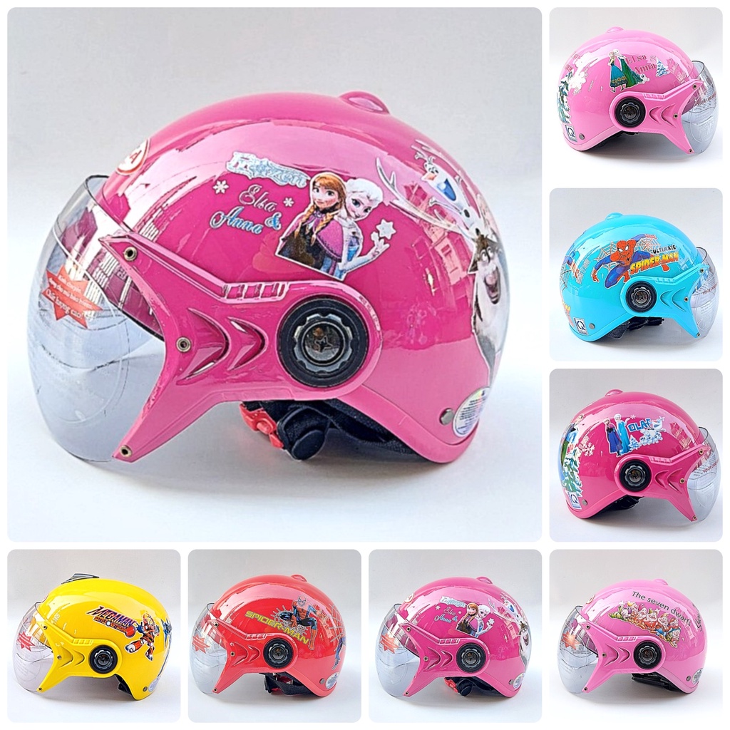 Mũ Bảo Hiểm Trẻ Em Có Kính Nửa Đầu - Dành Cho Bé Tư 4-10 Tuổi - Ata - Bảo Hành 12 Tháng