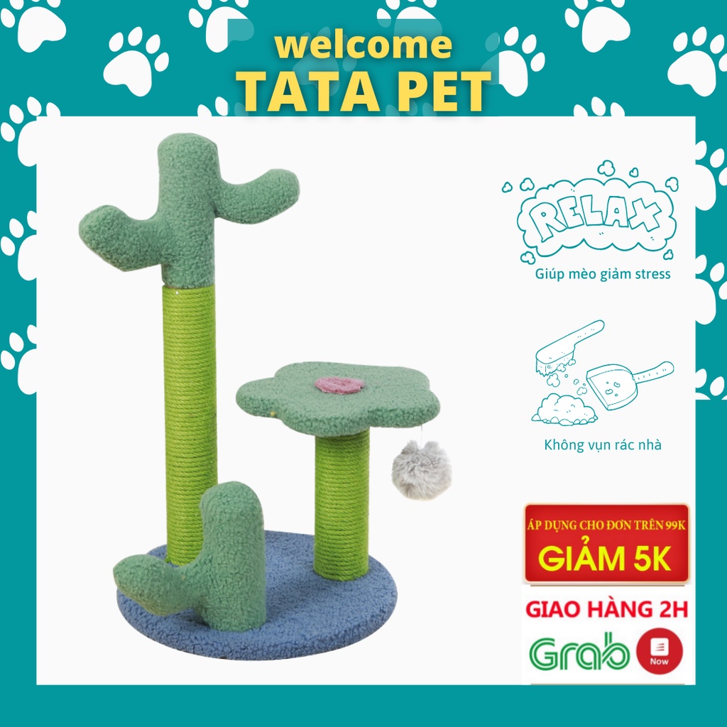 Trụ cào móng bằng gỗ cho mèo (Cattree) cây cào móng- Nhà cây cho mèo cào móng hình xương rồng (CM2) TATA PET