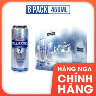 Bia Nga Nhập Khẩu - Bia Baltika loại số 7 - 450ml/lon, 6 lon/lốc