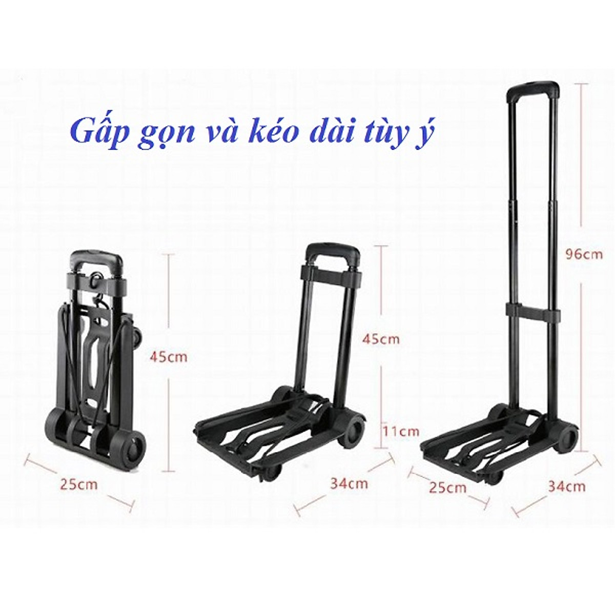 Mua Ngay Xe kéo hàng khung thép hợp kim đa năng gấp gọn tải trọng 40kg Săn Sale Khủng