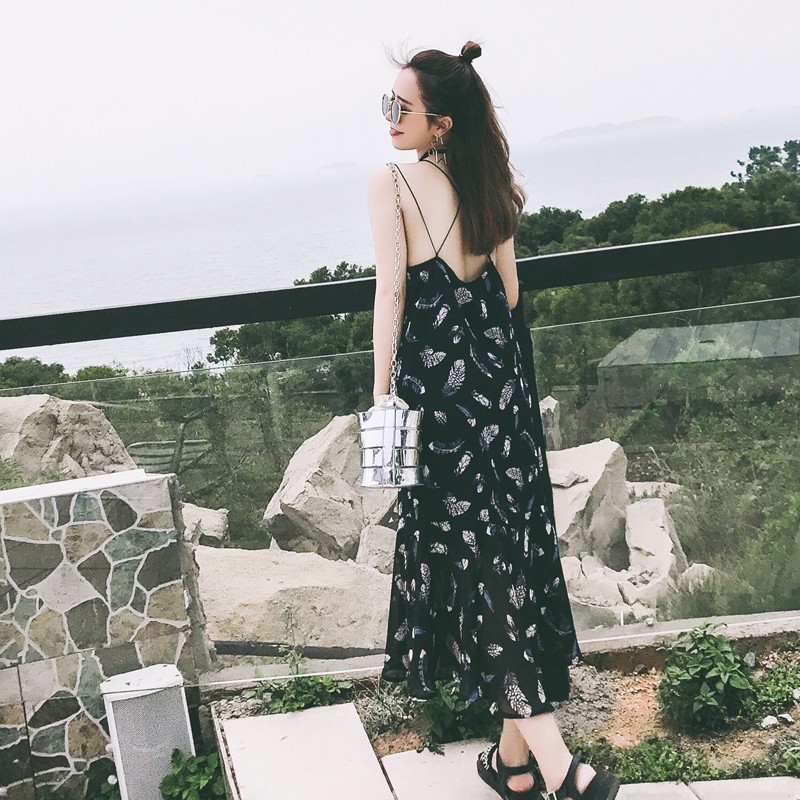 Đầm maxi voan 2 dây chéo lưng cực xinh chỉ 285k | BigBuy360 - bigbuy360.vn