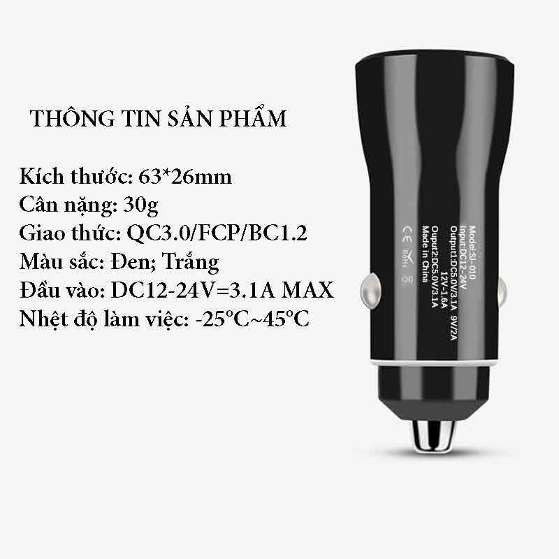 Tẩu Sạc Nhanh Ô Tô Hỗ Trợ QC – PD, PD 18W -36W Và Cổng USB QC3.0 Sạc Nhanh CARZONE.TOP