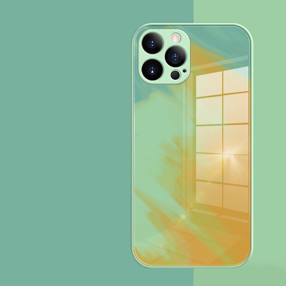 [sweet] IPhone12 12Pro 12proMax Silicone Shockproof Tempered Glass Phone Case Protective Cover