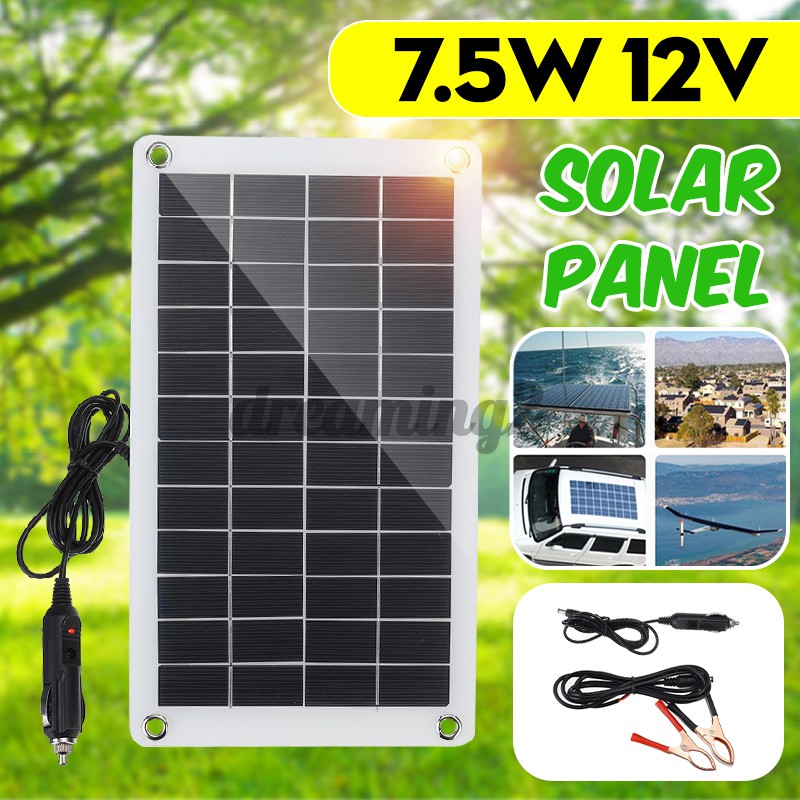 30W High Efficiency 12V Solar Panel Battery Charger Clip For Car RV Boat Outdoor