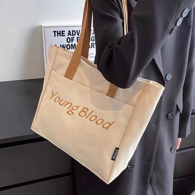 Túi Xách Canvas Cỡ Lớn Thêu Họa Tiết Thời Trang Cho Nữ