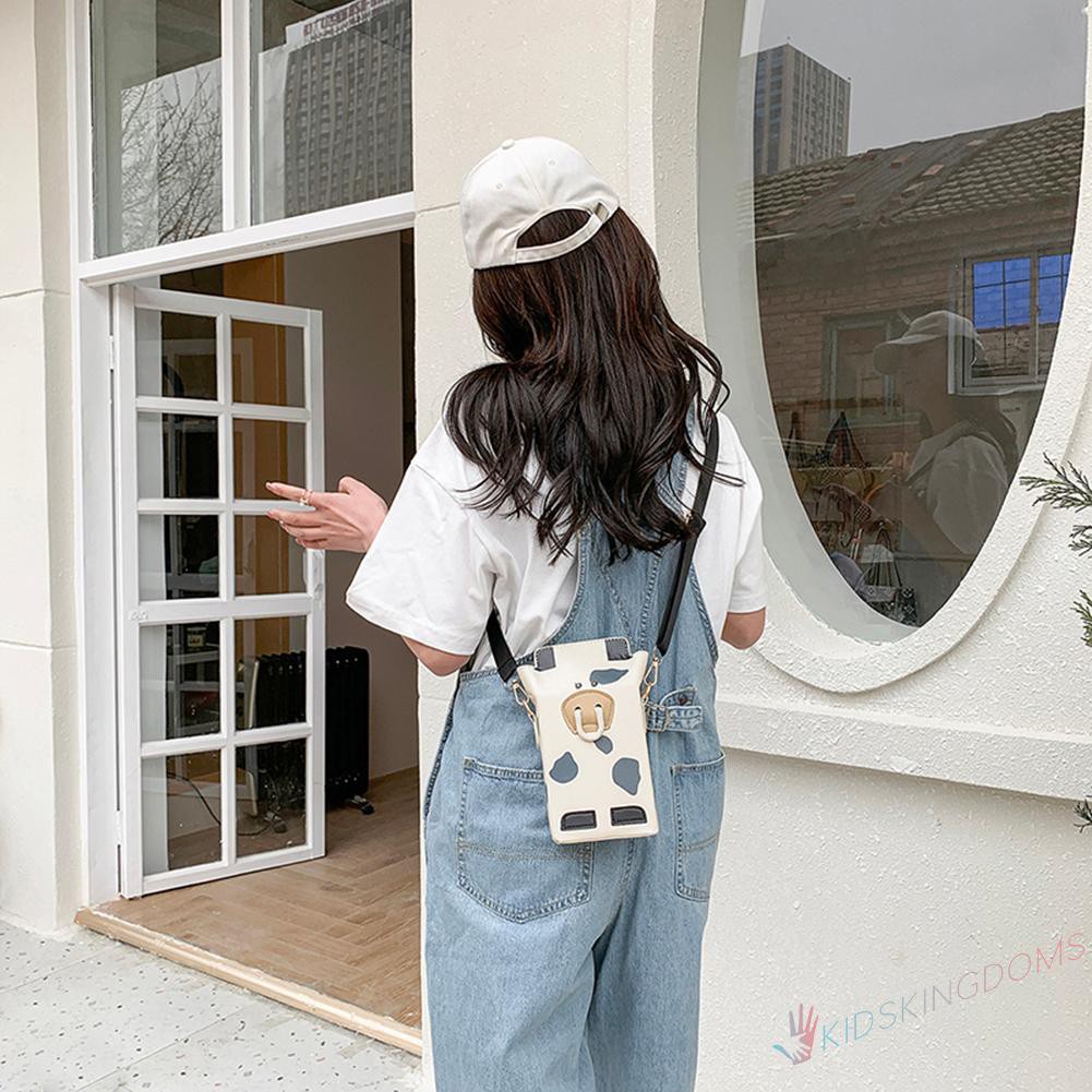 【Big Sale】Fashion Women Milk Print PU Shoulder Crossbody Bag Casual Small Handbag