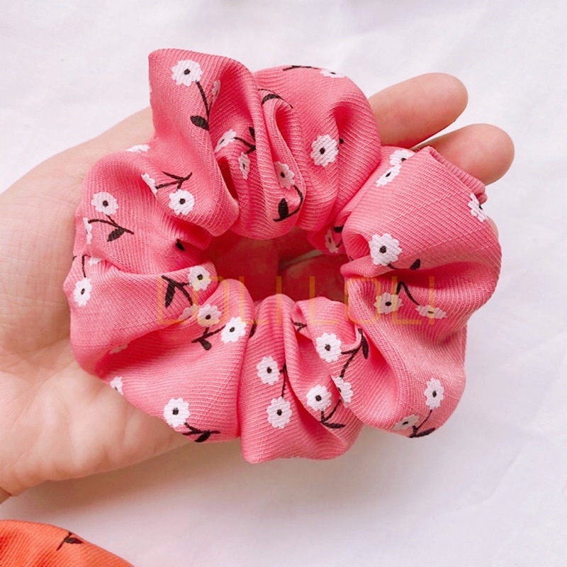 Scrunchies cột tóc, buộc tóc họa tiết hoa nhí dễ thương