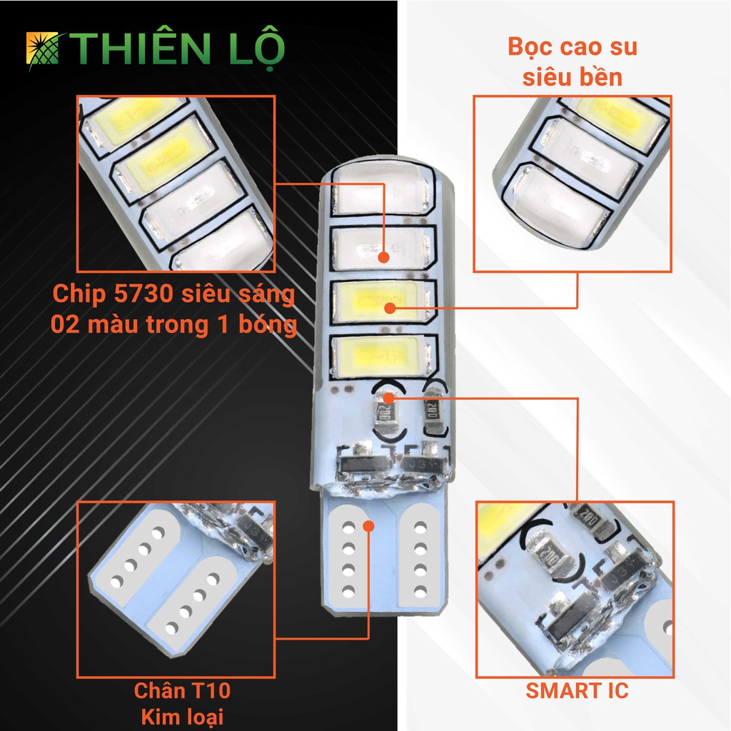 [Bộ 2 Bóng] Đèn LED xi nhan demi T10 nháy chớp F1 5730 8 LED SMART IC cực sáng cho xe máy cao cấp của Thiên Lộ
