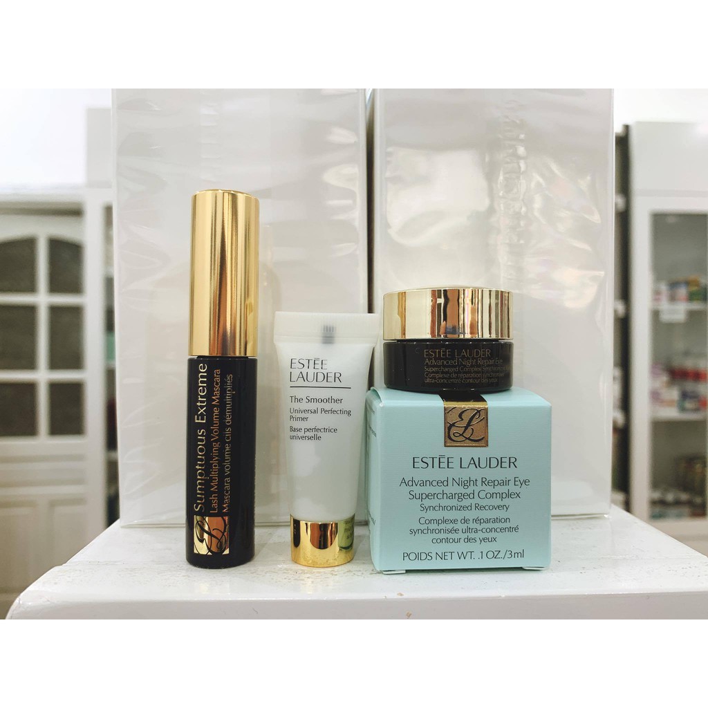 Set Estee Lauder 3 món mini (Gồm kem mắt 3ml, mascara 2.8ml, kem lót 5ml)