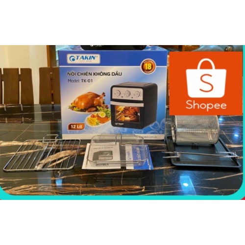 Nồi chiên không dầu 12L TAKIN, Dung Tích Siêu Lớn, Công Nghệ Quay 360 Độ