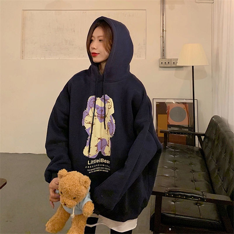 Áo hoodie dài tay dáng rộng thiết kế mới năng động thời trang mùa thu dành cho nữ