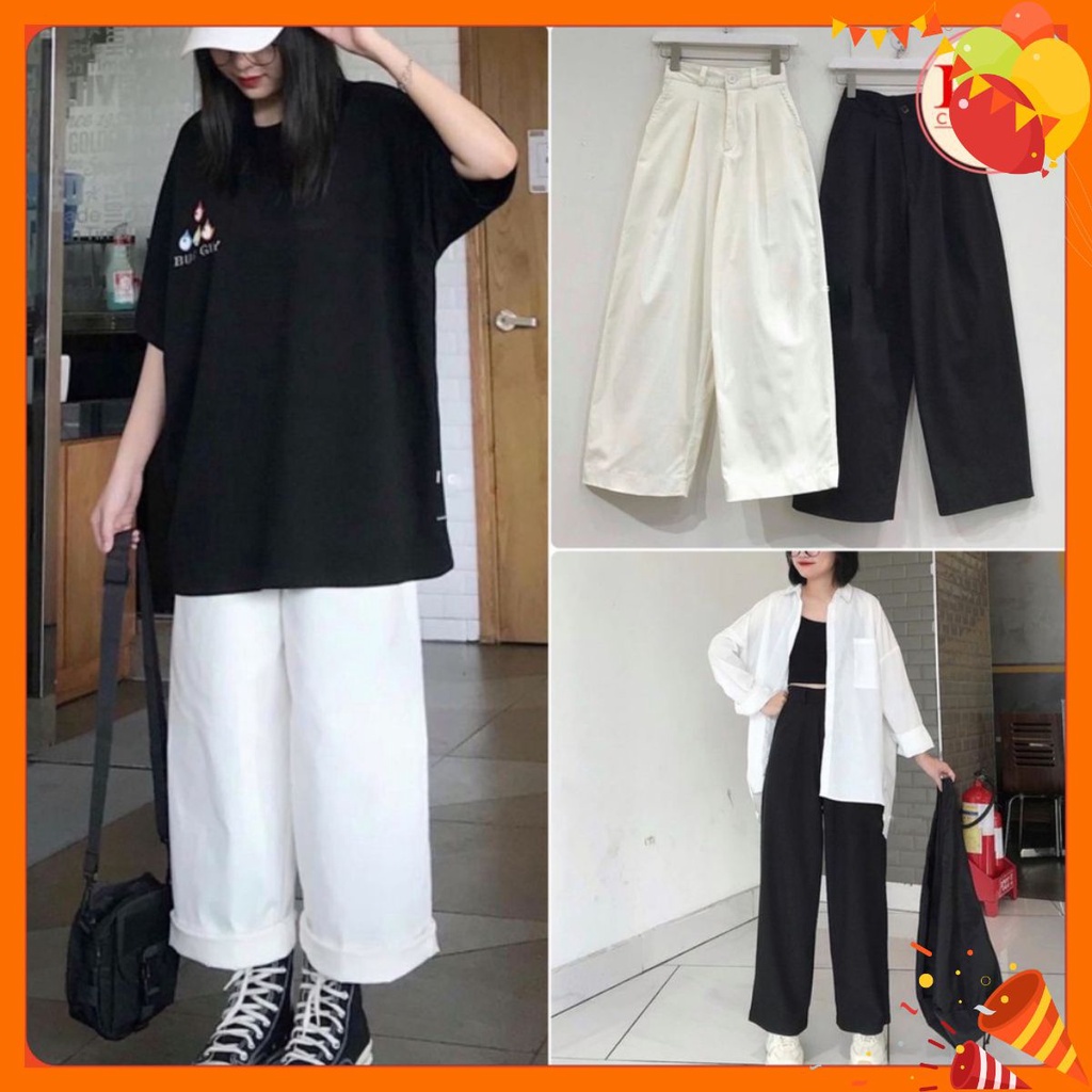 Quần ống rộng kaki 1 ly KA Closet có size M, L, from quần rộng, chất kaki dầy, cạp cúc khóa cao Bin Anh
