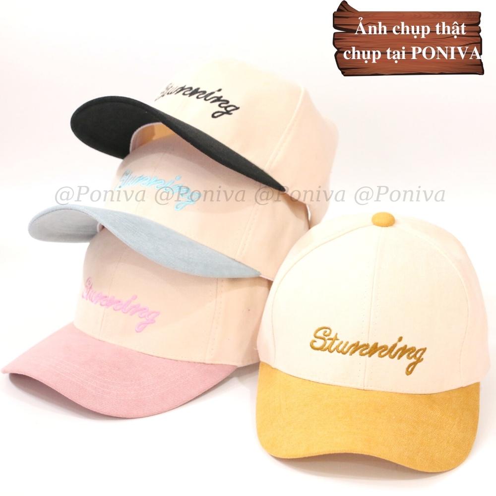 Mũ lưỡi trai ❤️ Nón kết thêu chữ Stunning chất nhung mịn form unisex phong cách Ulzzang Thời trang PONIVA siêu hot