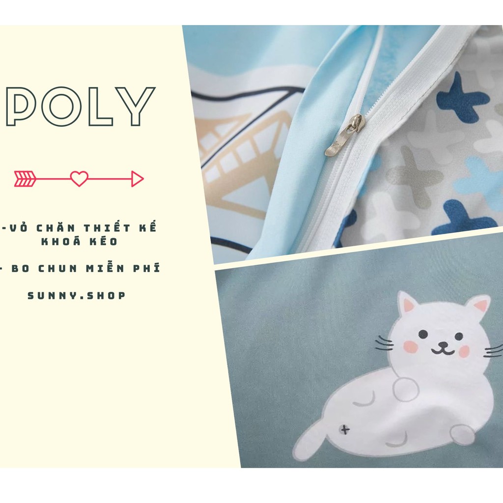 [ XẢ KHO ] Bộ chăn ga gối Poly Cotton SunNy nhập khẩu Cao Cấp Hàn Quốc thoáng mát bo chun miễn phí