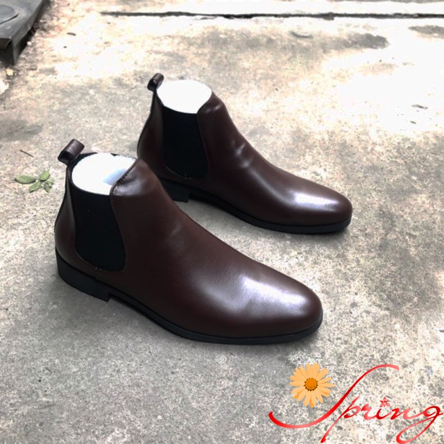 Giày Boot Nam Tăng Chiều Cao Cao Cấp Chelsea Boot màu nâu