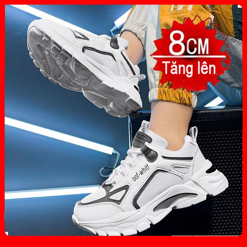 ⊕✳♞Giày nam thời trang mới 2021, giày tăng chiều cao 8cm