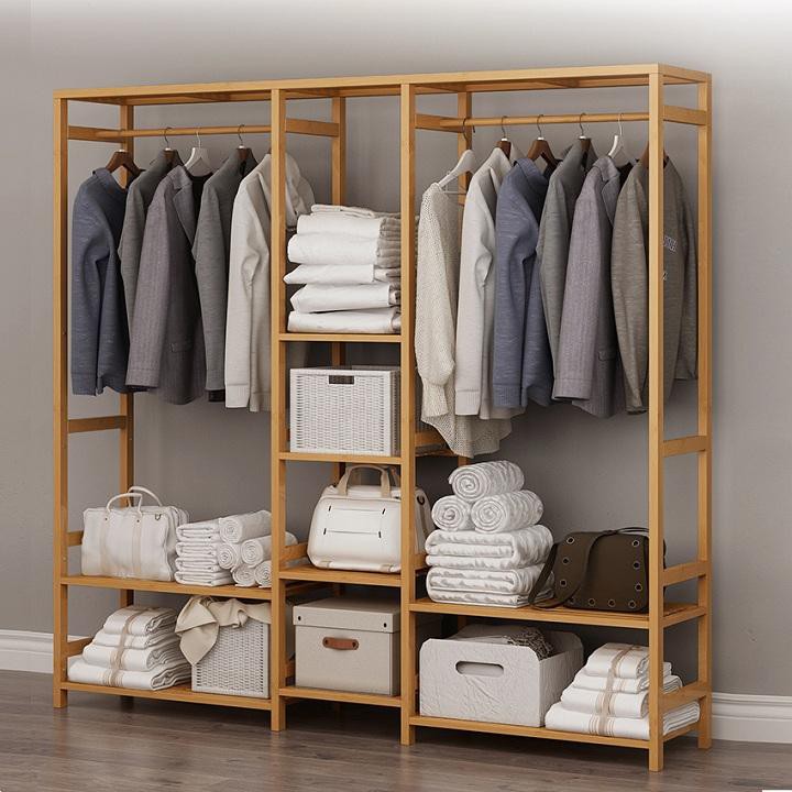 Tủ quần áo trống khung tre mẫu lớn 149x35x165 | BigBuy360 - bigbuy360.vn