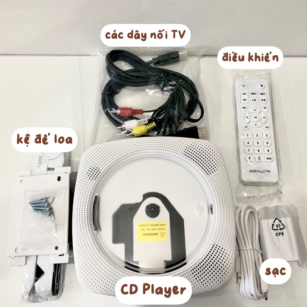 Máy chạy đĩa CD Player bản sạc pin chính hãng KECAG - hỗ trợ chạy đĩa DVD, CD, nghe nhạc Bluetooth, USB, thẻ nhớ