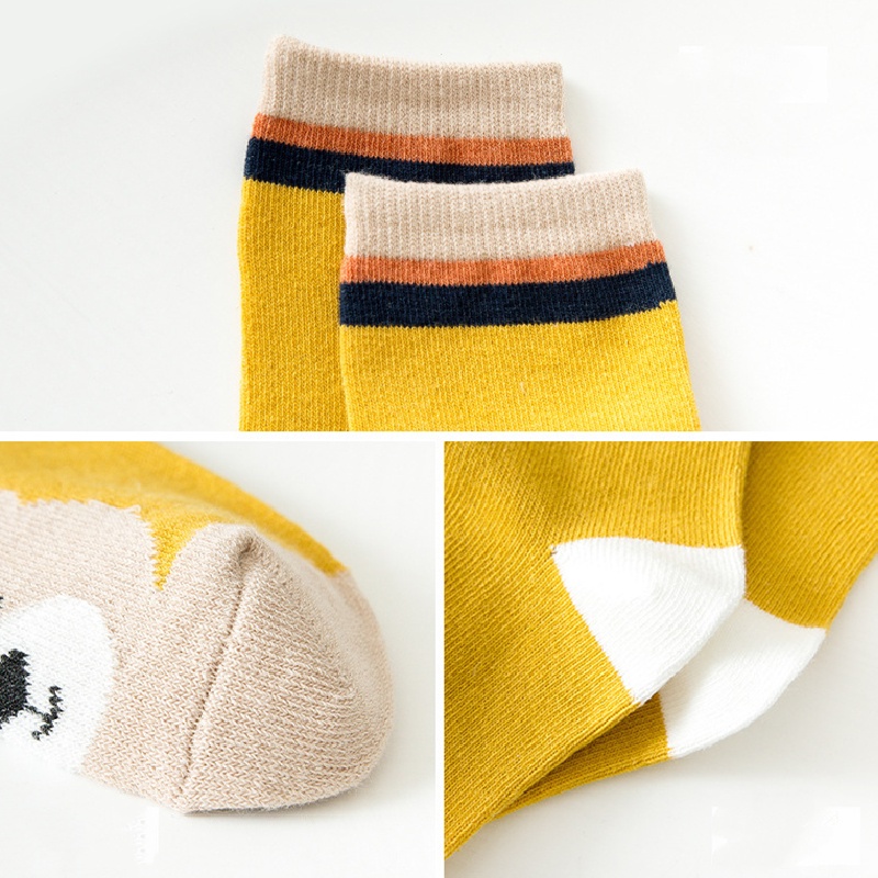 Set 5 cặp vớ KokoroCare MH-15 5 ống vừa may jacquard họa tiết gấu dễ thương dành cho bé trai gái 1-12 tuổi size S/M/L/XL