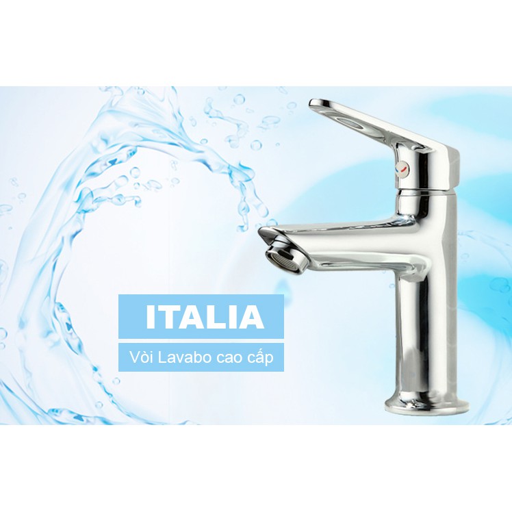 Vòi Lavabo nóng lạnh (Trụ tròn nhỏ, thẳng) Hợp kim - Hàng Cao cấp ITALIA (Kèm đôi dây cấp nước)