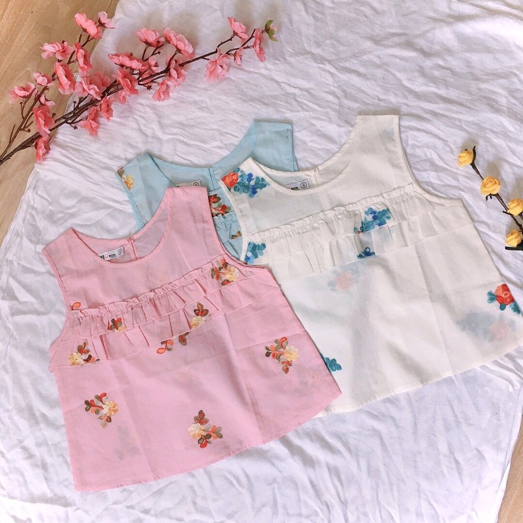 Áo Kiểu Bé Gái Sát Nách Thêu Hoa Vải Cotton mềm mịn AA014 Trang 25 Kids