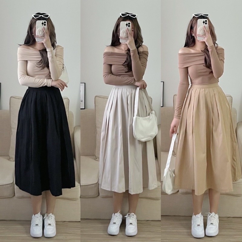 [NEW]CHÂN VÁY XẾP LI DÁNG MIDI 7621 SIÊU XINH