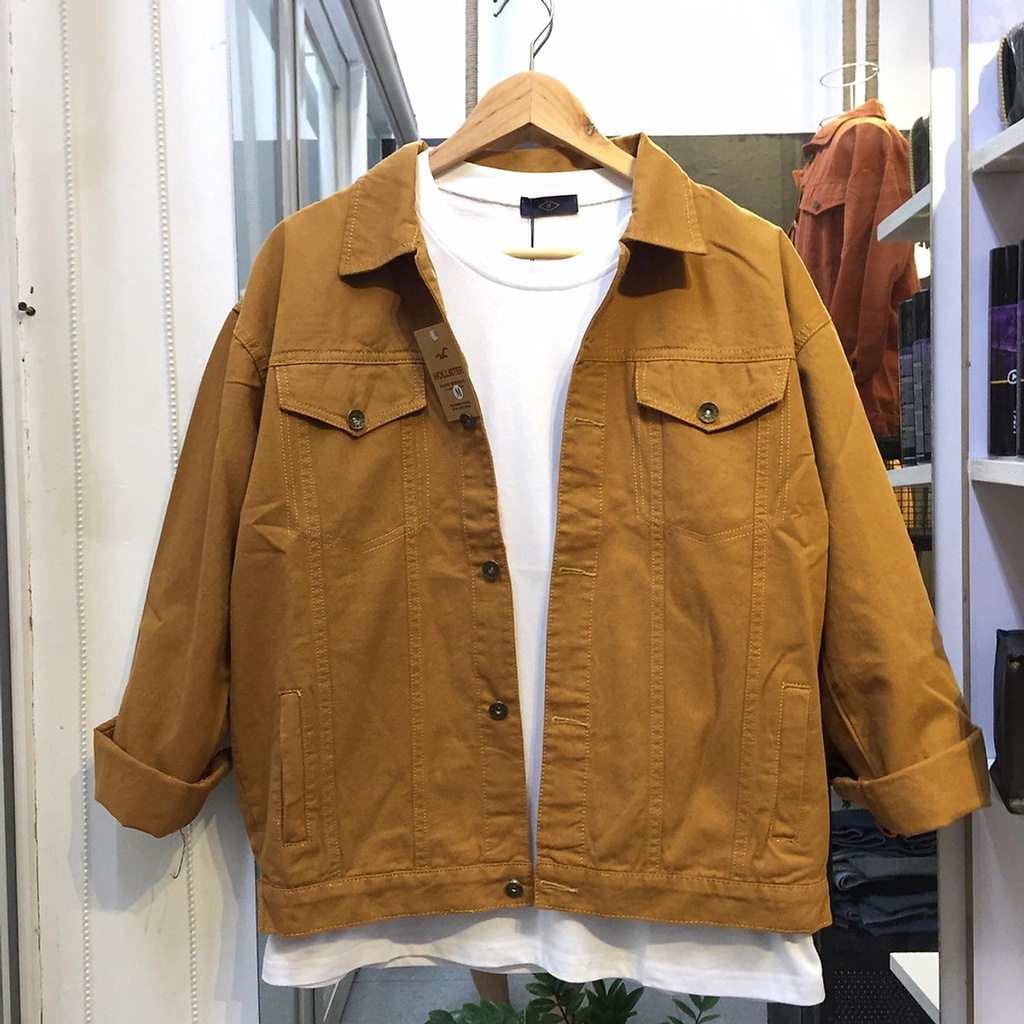 Áo khoác kaki jean Nam Nữ UNISEX  - Màu nâu đậm