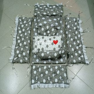Combo quây cũi, đệm, ga, chăn, gối và cún ôm