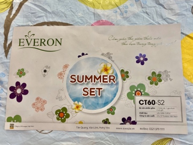 Bộ Everon chính hãng Ga chun + chăn hè + vỏ gối thanh lý 70%