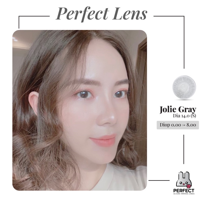 Lens Mắt , Kính Áp Tròng JOLIE GRAY Có Độ Cận và Không Độ , DIA 14.0 , Cho Mắt Nhạy Cảm Giá Sale