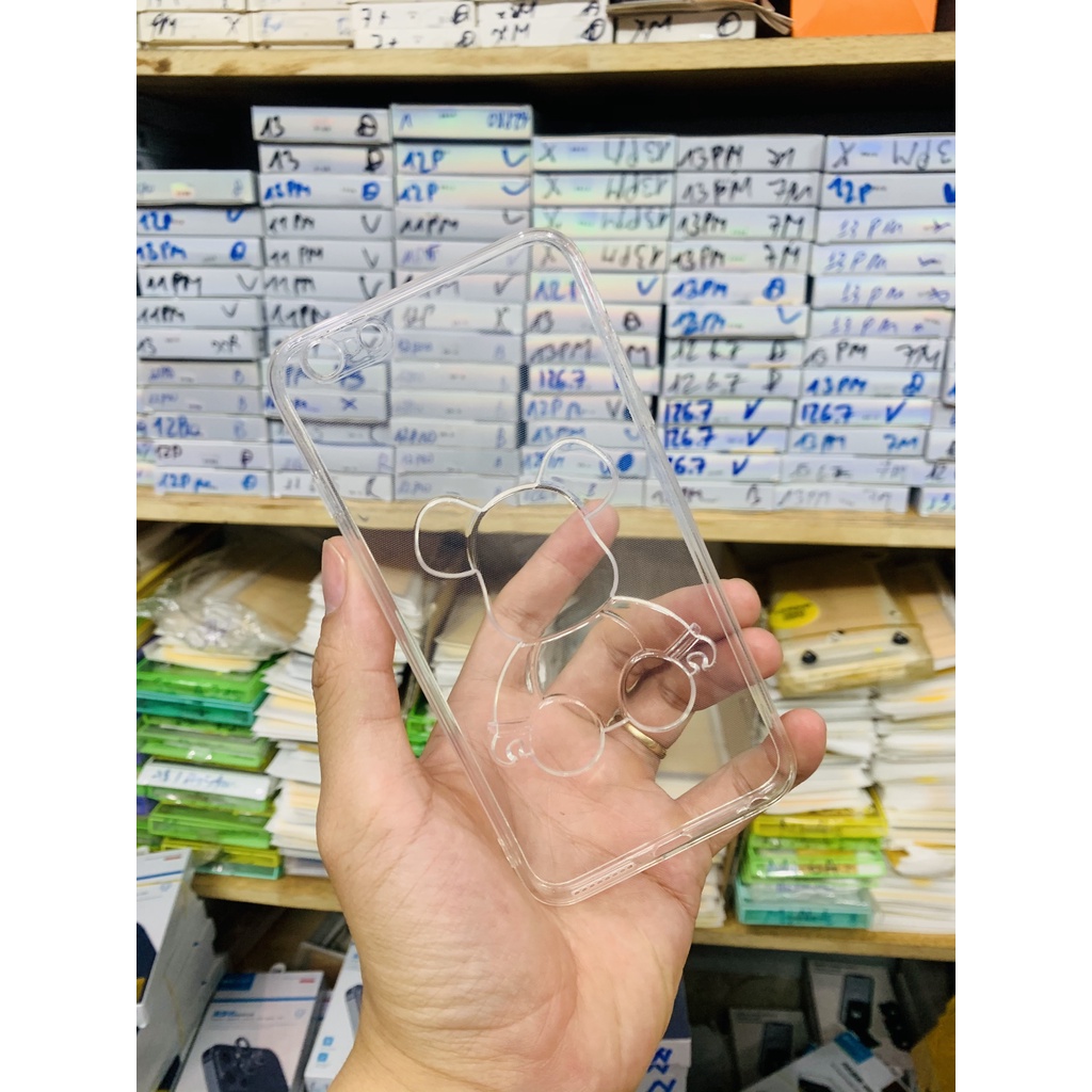 Ốp gấu in nổi TRONG SUỐT B-RICK cho IP 6 -> 13ProMax