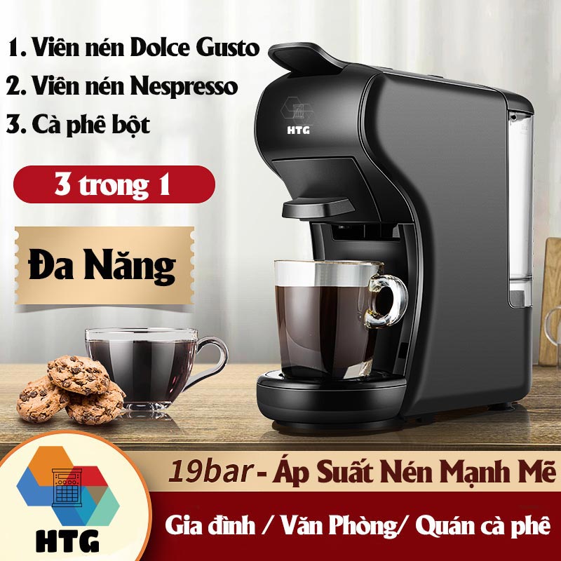 Máy pha cafe CF03 đa năng 3 trong 1, sử dụng viên nén Nescafe Nespresso, Dolce Gusto hoặc cà phê bột, 19bar-1450W