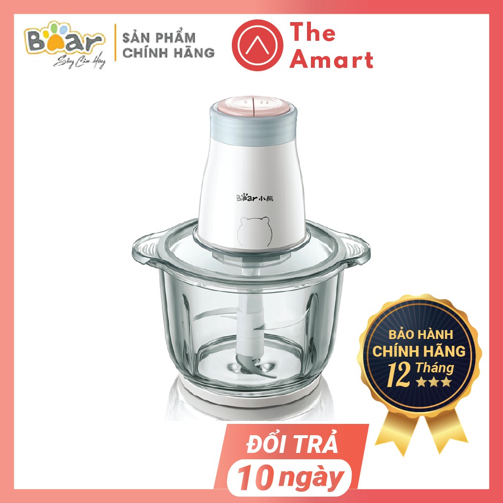 Máy xay thịt, cá, máy xay thực phẩm đa năng Bear QSJ-B02Q1, cối thủy tinh dung tích 2L (bảo hành 12 tháng)