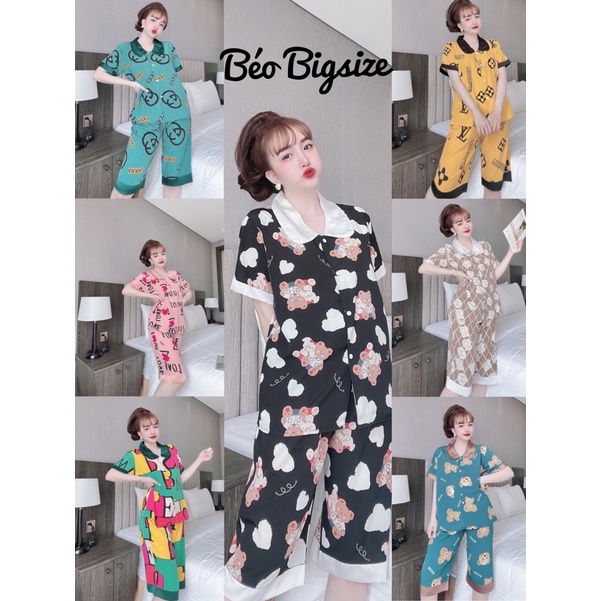 Đồ Bộ Pyjjama Lửng Bigsize -Béo Bigsize 55-95kg Pyjama Bigsize b Cao Cấp Mặc Nhà Đẹp,Chất Satin Mát