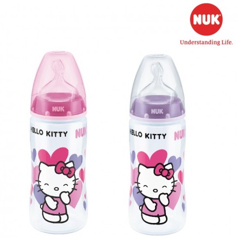 Bình sữa NUK Premium choice Hello Kitty nhựa PP núm ti 150ml ( S1-M) , 300ml (S1-M; S2-M)