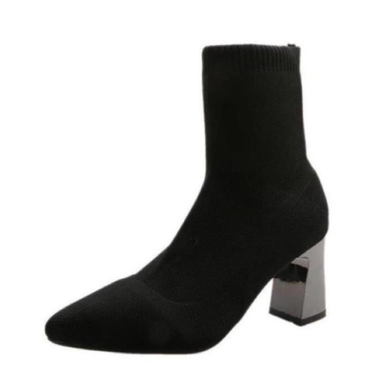 Bốt len gót tráng gương, bốt nữ đẹp đế vuông, boot GTT37 cao 7 phân . % &