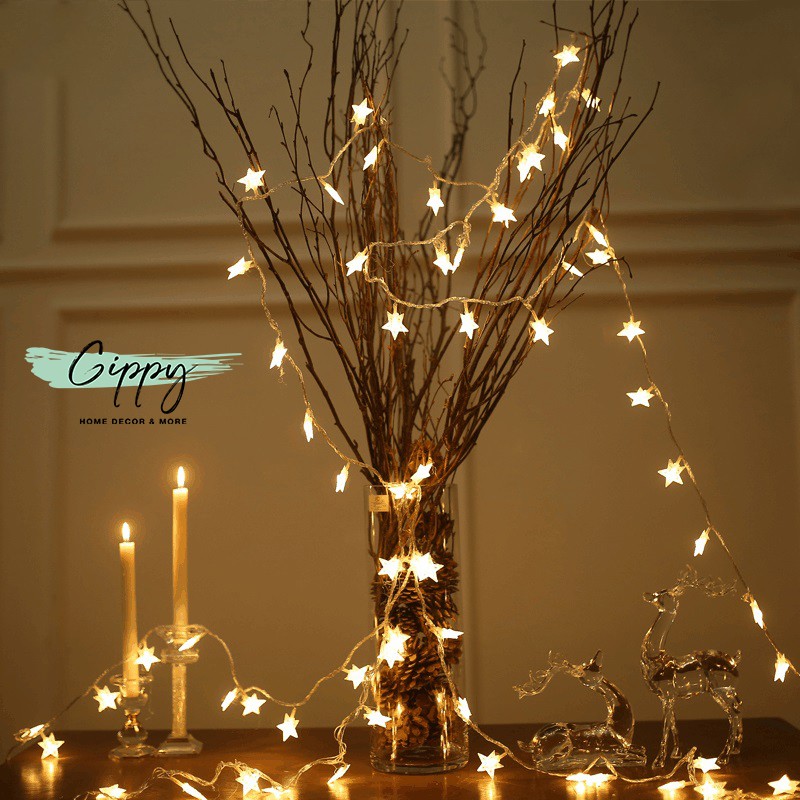 Dây đèn led ngôi sao 3/5 mét - phụ kiện trang trí - Gippy Decor