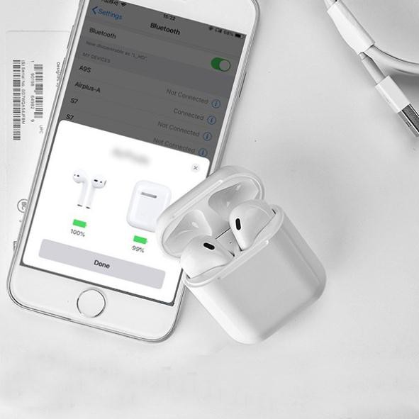 Tai Nghe Bluetooth i12 5.0 Cảm Ứng Cực Nhạy Tăng Chỉnh Âm Lượng 1 Đổi 1 Trong 30 Ngày