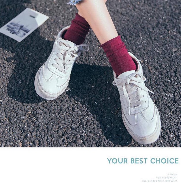 Tất cổ thấp vintage không gân trơn đủ màu | BigBuy360 - bigbuy360.vn