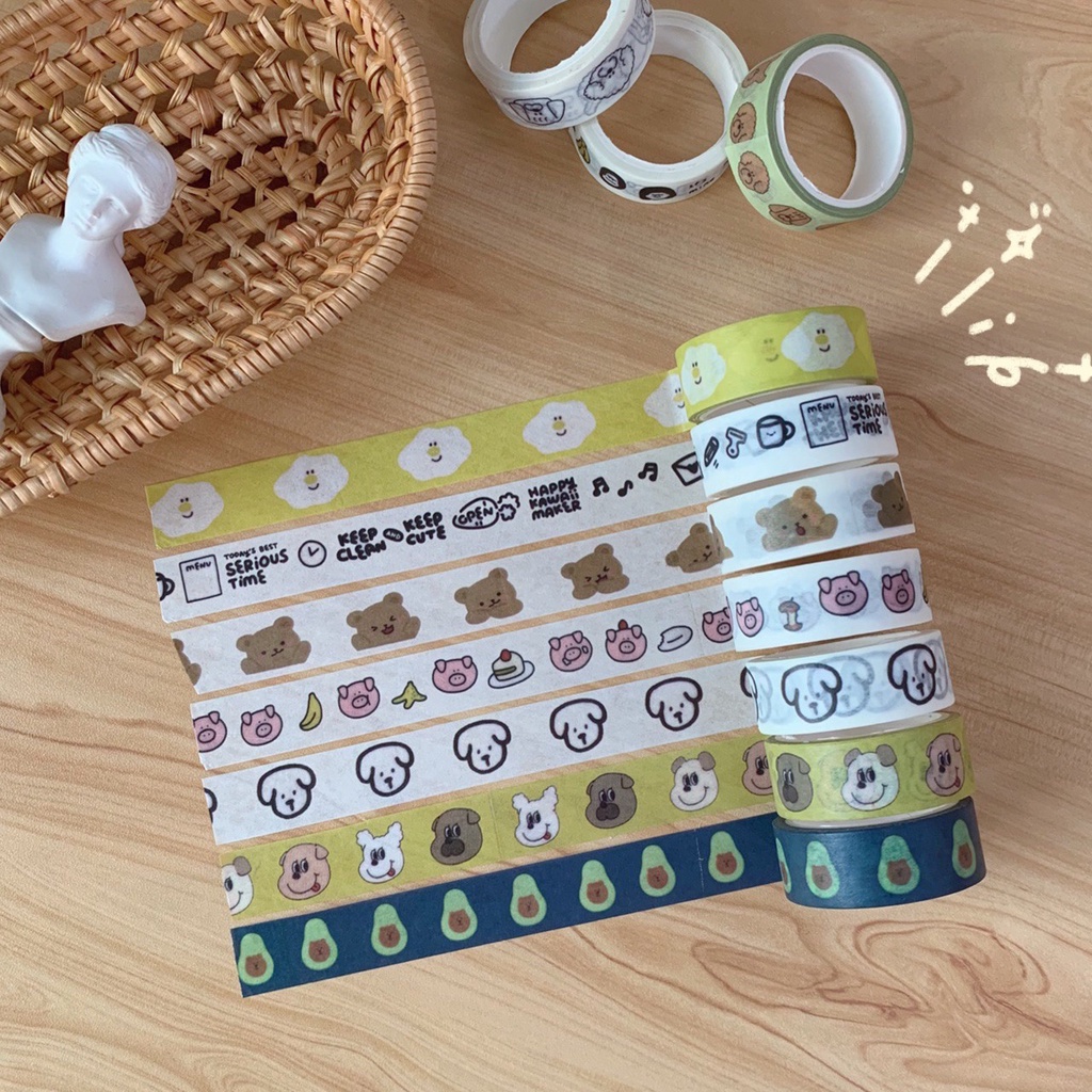 Băng dính washi tape in hình hoạ tiết đáng yêu