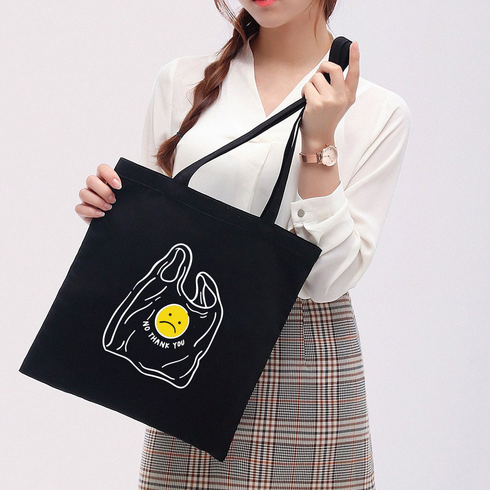 Túi Vải Tote Ginko Dây Kéo Phong Cách ulzzang Hàn Quốc In Hình No plastic bag B19