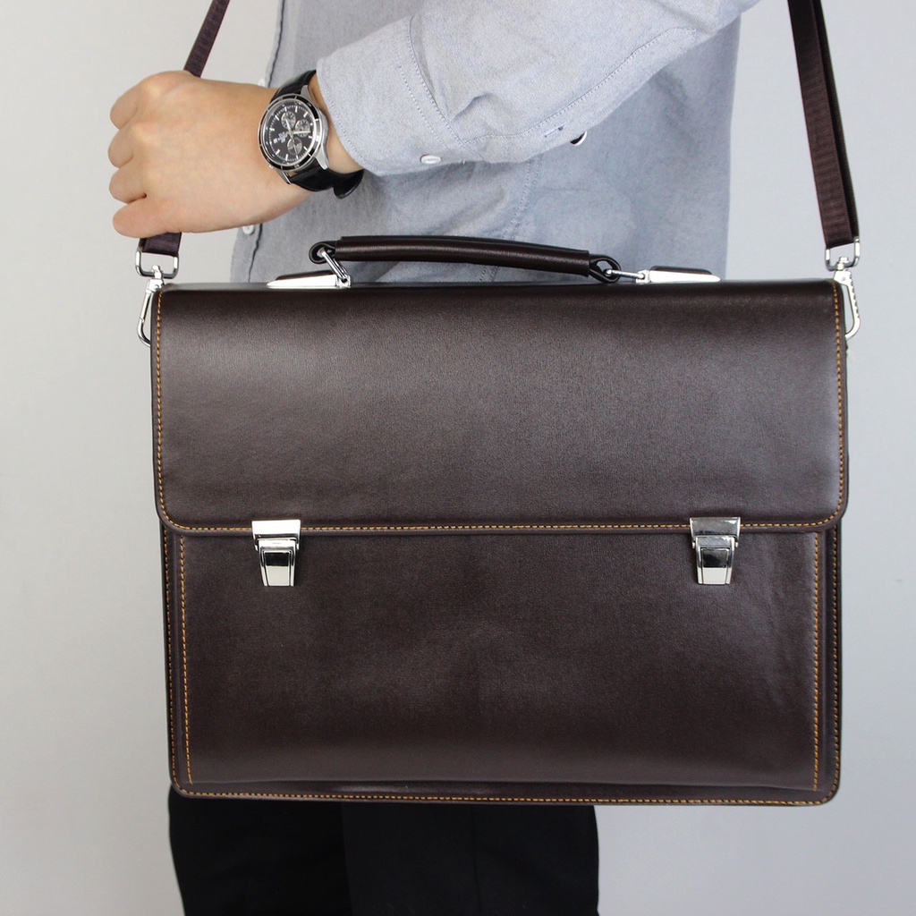 Túi xách cặp da đựng laptop hồ sơ công sở T26 40x30x7.5cm (Da bò - Đen) | BigBuy360 - bigbuy360.vn