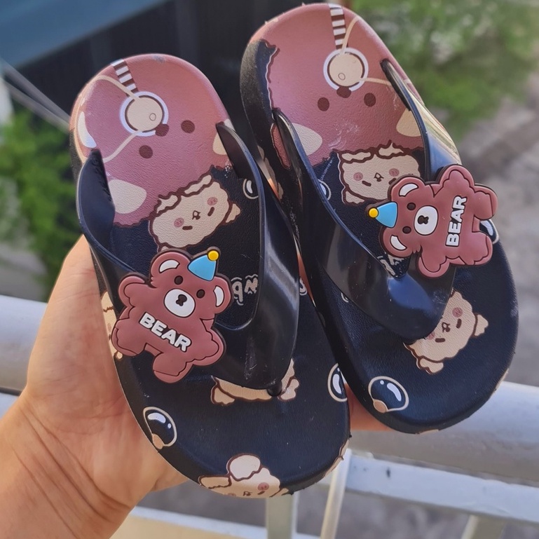 Dép kẹp siêu mềm cho bé trai bé gái hình gấu nâu cute