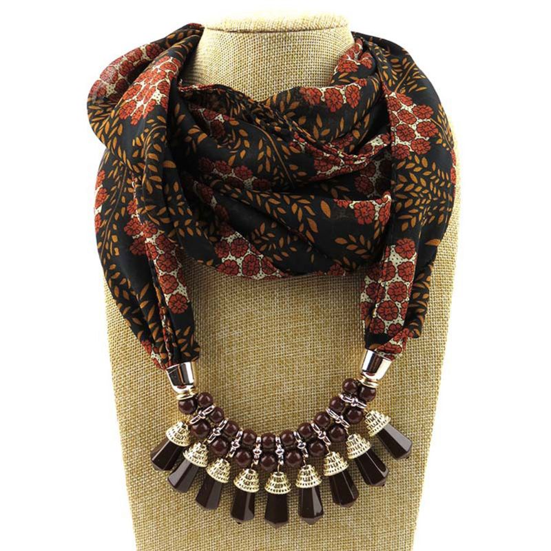 Khăn Choàng 180x48cm Họa Tiết Hoa Đính Hạt Tua Rua Phong Cách Dân Tộc Cho Nữ