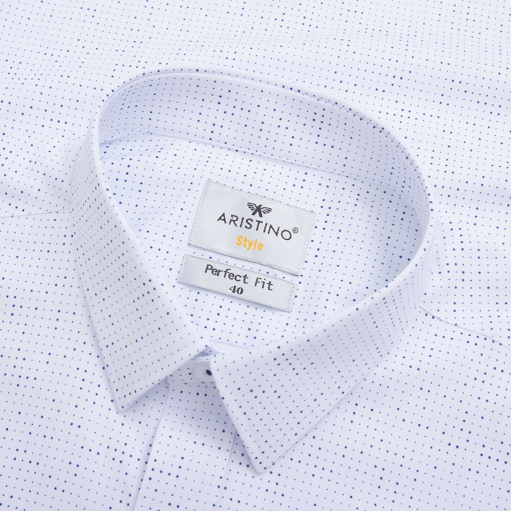 [MẪU MỚI] Áo sơ mi nam ngắn tay ARISTINO họa tiết trắng in chấm xanh lịch lãm, nhã nhặn- ASS066S2