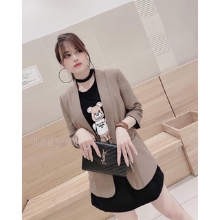 Áo vest blazer suông trơn hai màu siêu xinh